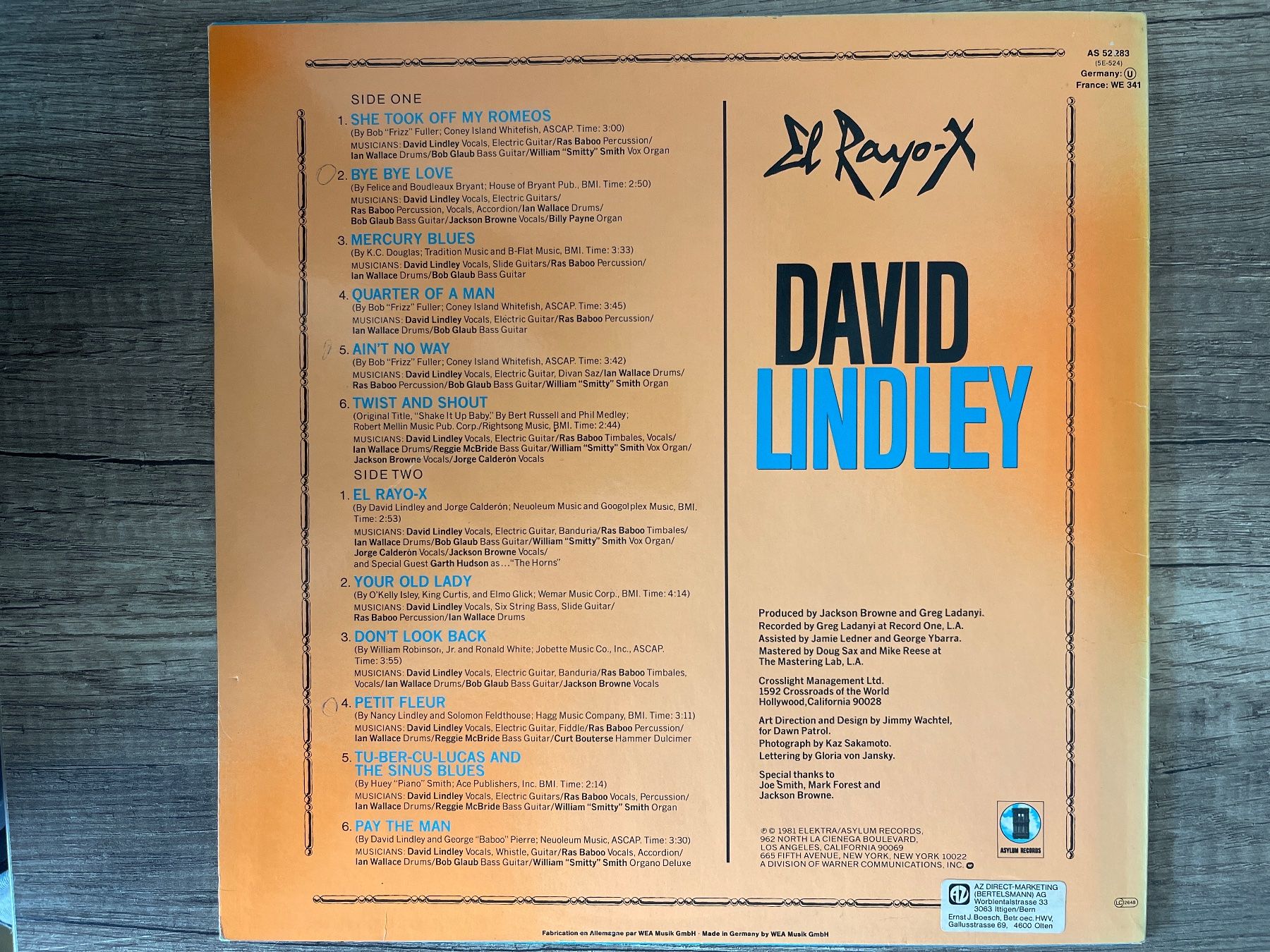 Dischi in vinile: A10/David Lindley - El Rayo-X – Usato da Frutigen venduto da Philippe_jsp 1