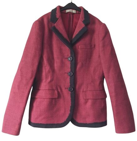 PRADA : Petite veste mi-saison en lainage rose/marine 36