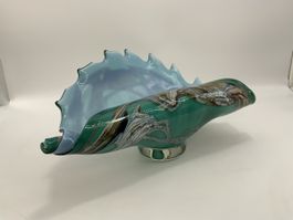 Mundgeblasene Glas-Vase, einmaliges Design in Muschel Form