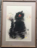 Valentinas AJAUSKAS (1946) Gemälde  <<Party-  Katze>>