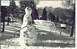 Caux - Skipiste und Schneemann