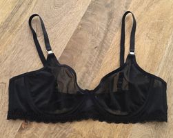 Damen BH Schwarz Grösse 85B Mesh Spitze Transparent neu