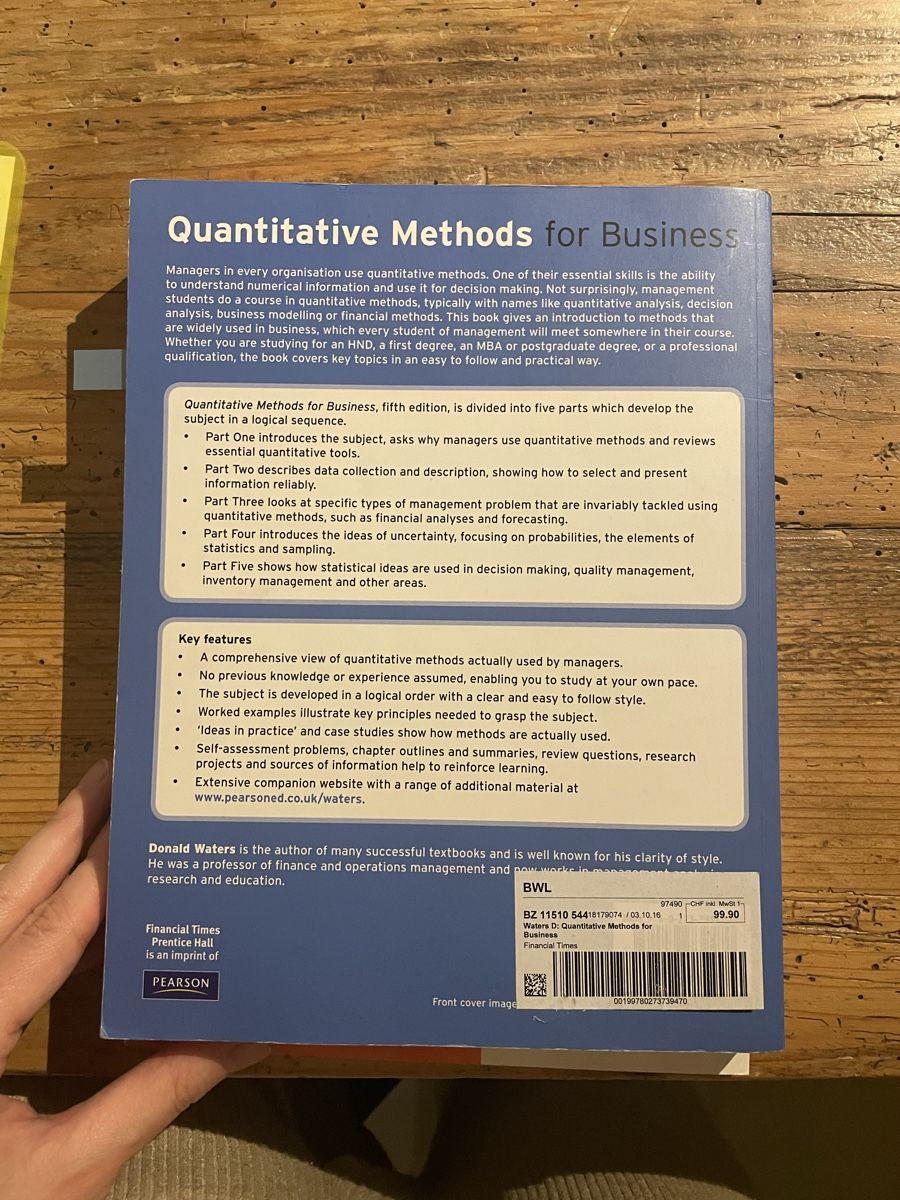 Libri: Quantitative Methods für Business, 5. Auflage – Usato da Walenstadt venduto da sar_2mqk 1