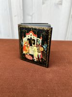 Alte Lackdose mit Märchenmotiv, Handarbeit