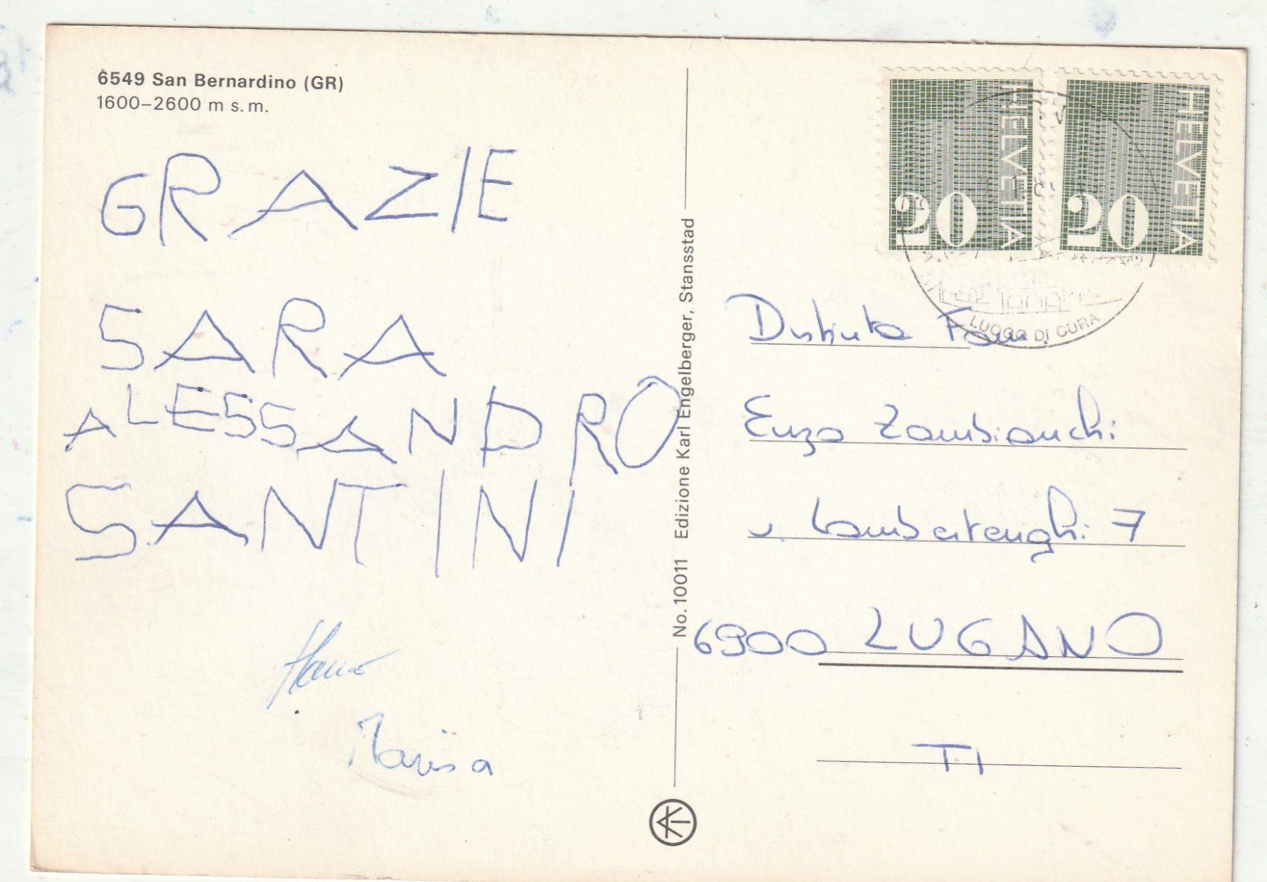 Cartoline postali: San Bernardino  MBK – Usato da Lumbrein venduto da made02 1