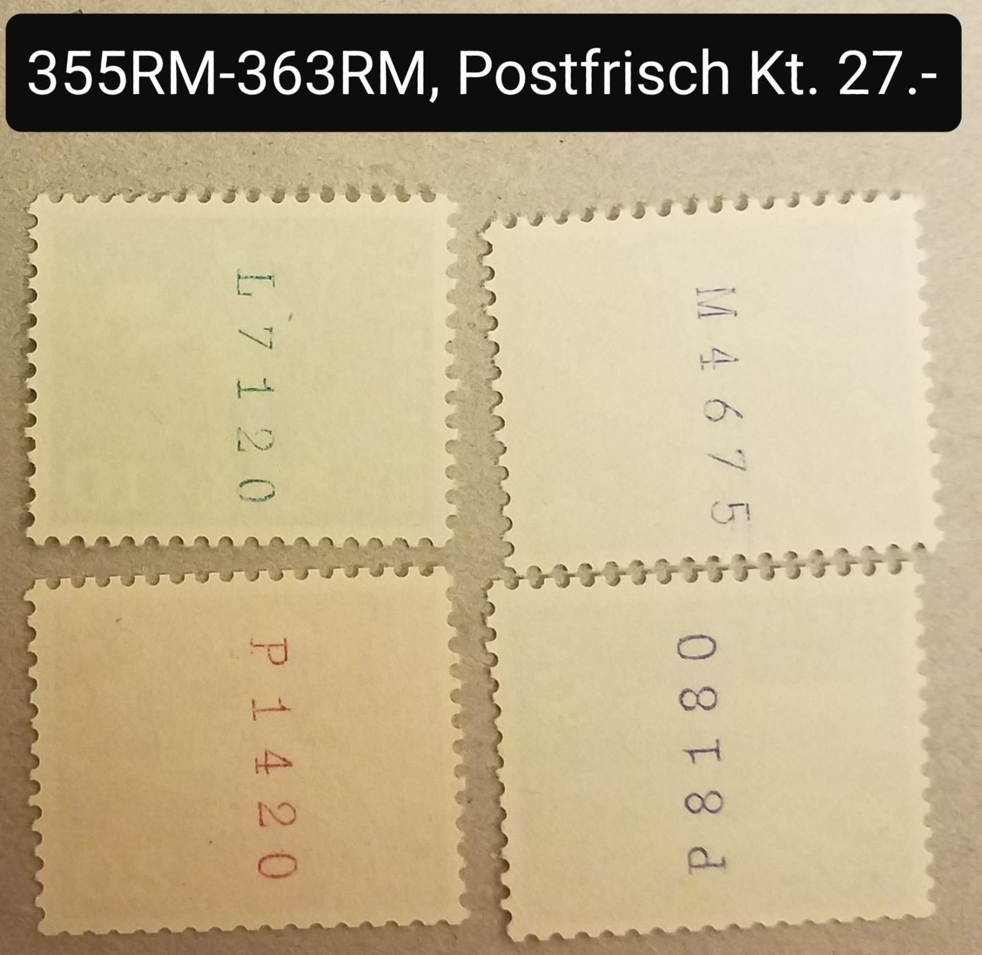 Tutti i francobolli: MA401) 355RM-363RM, Rollenmarken, postfrisch Kt. 27.- – Nuovo (secondo la descrizione) da Baden venduto da Eggi 1