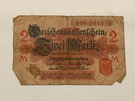 Darlehnskassenschein August 1914 2 Mark