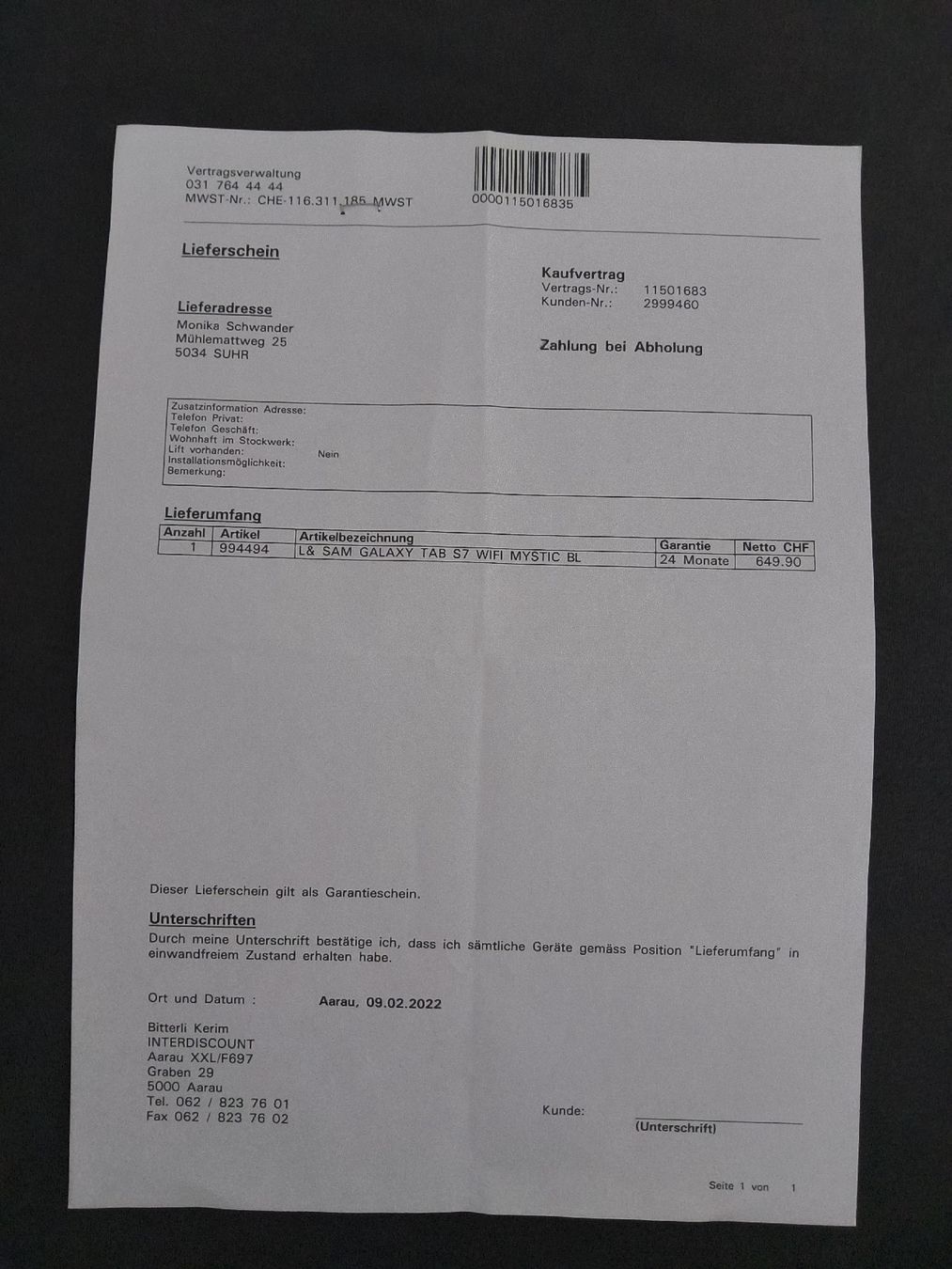 Samsung Tablet PC: Samsung Tab S7 11 Zoll – Usato da Wettingen venduto da Allesbesetzt 3