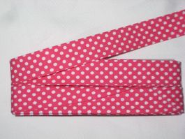 Schrägband BW pink mit weissen Punkten