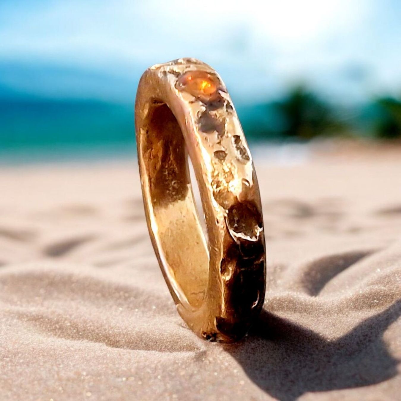Anelli: Wilder Ring Bronze & Bernstein,  Gr. 51 – Nuovo e nell'imballaggio originale da Aarau venduto da Schmuckhoehle_MD 6