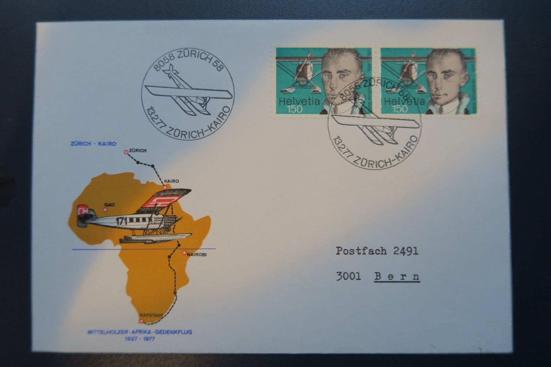 Tutti i francobolli: FDC Flugpioniere 1977 Kairo – Usato da Altdorf UR venduto da boardsofcanada