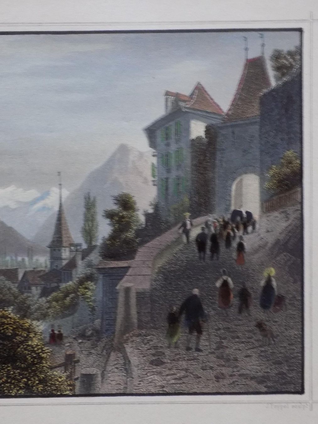 Incisioni: Thun kolorierte Ansicht von Rohbock – Usato da Risch venduto da Antikfee 6