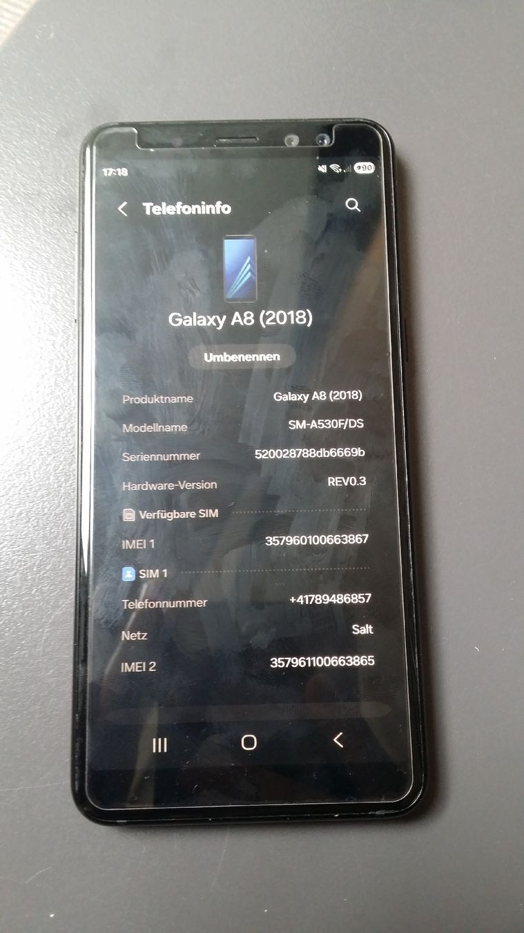 Samsung Handys / Smartphones: Samsung Galaxy A8 mit Android 16 – Gebraucht aus Flawil von rcnkr