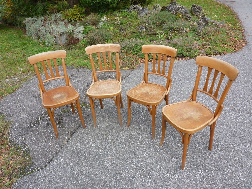4 Stühle Holzstühle Bistrostühle Beizenstühle THONET o Tisch 1