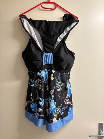 Badeanzug Damen schwarz-blau floral Neu