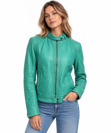 Oakwood Lederjacke Gr. M blau türkis