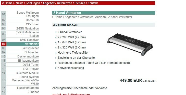 Amplificatori: Verstärker Audison 640 Watt – Nuovo e nell'imballaggio originale da Uerkheim venduto da Kaufoption 9