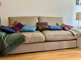 Echtleder Sofa 230x90cm, Farbe taupe/grau - Möbel Pfister