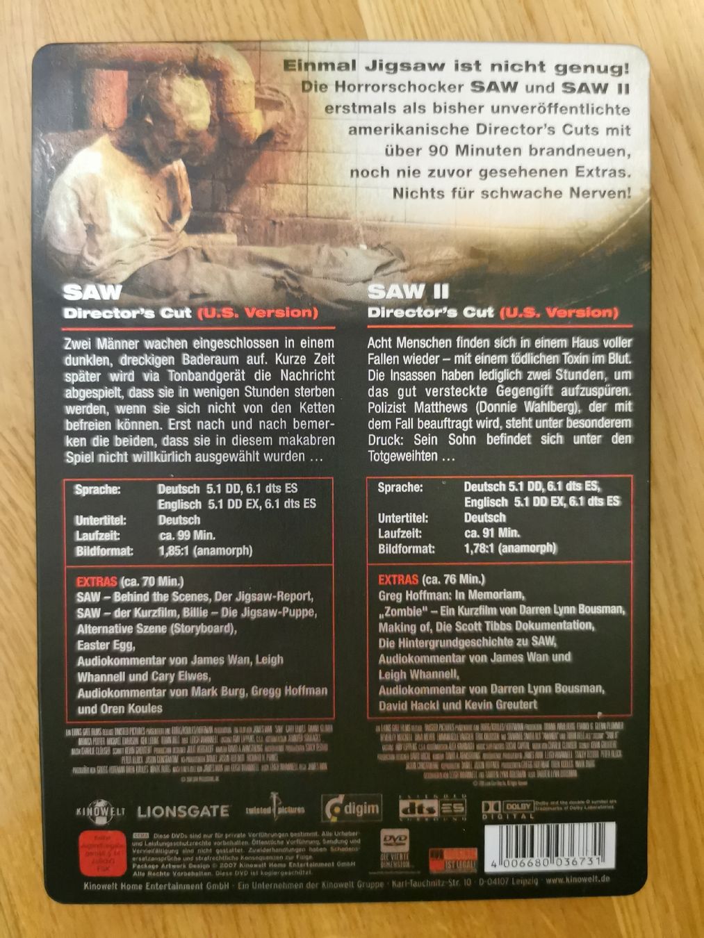Alle DVDs: Saw 1+2 DVD – Gebraucht aus Arnegg von michik999 1