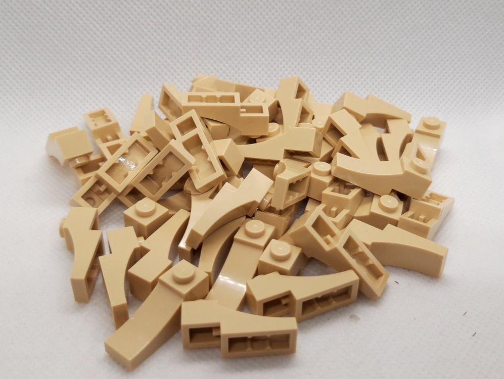 Lego 50 Stk. Brick 1x3, outside half arch, w/ cutout (tan) (Neu (gemäss ...