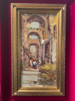 Dipinto olio su tela, XX secolo, paesaggio, Borgo di Napoli