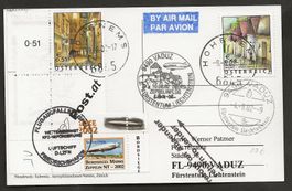 2002 Zeppelin NT Friedrichshafen Hohenheim Vaduz Luftpost