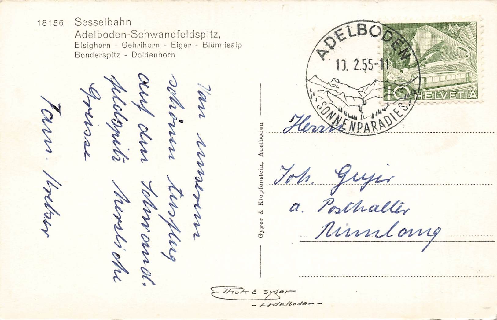 Cartes postales: Adelboden SEGGIOVIA SESSELBAHN – D'occasion à Biasca par Blenio71 1