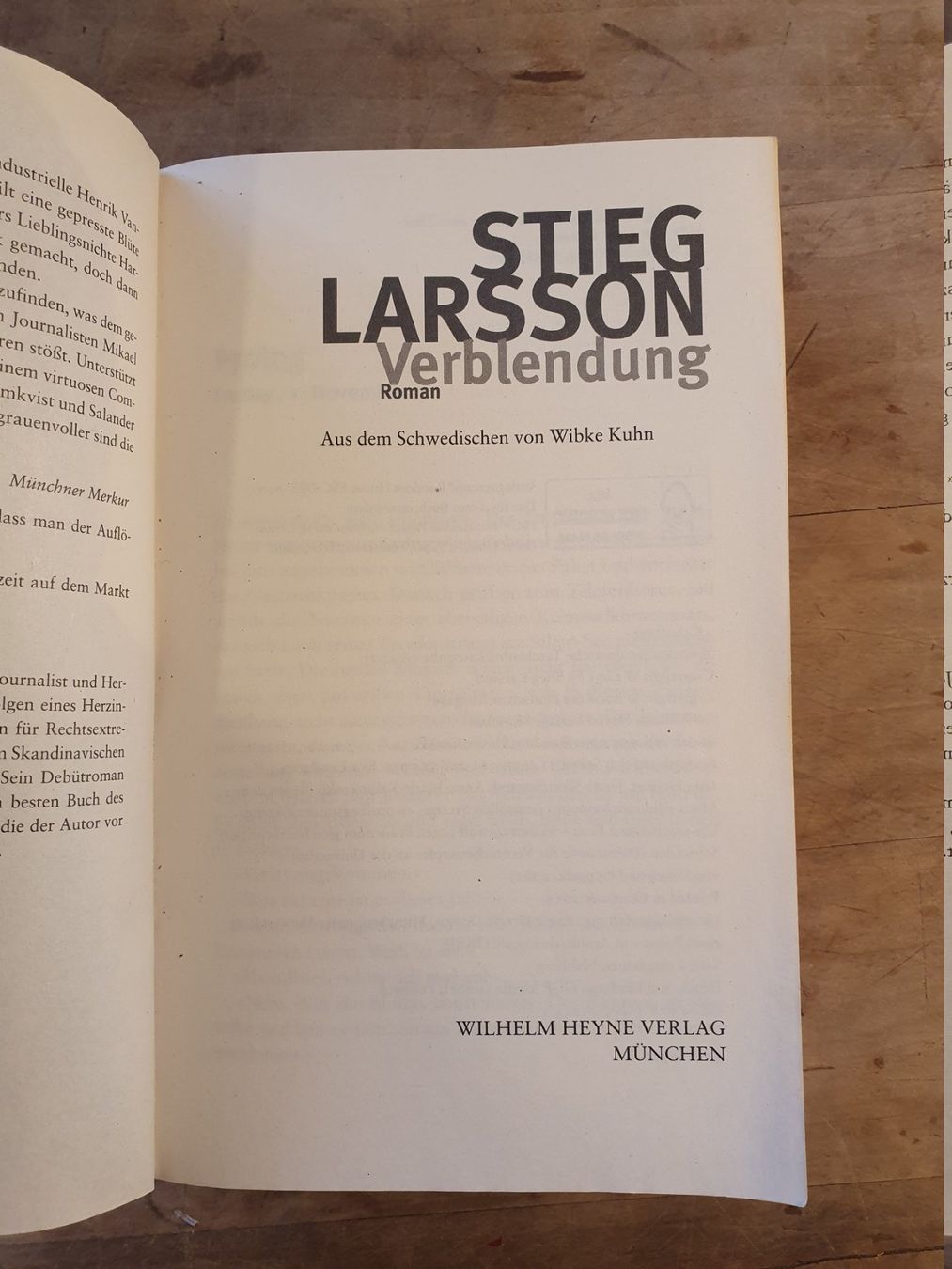 Libri: Verblendung - Stieg Larsson - Heyne – Usato da Zürich venduto da loosebone 1