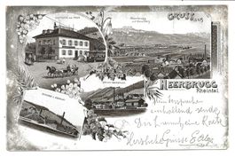 Gruss aus Heerbrugg (SG) Rheintal  Bahnhof "Post" Litho 1899