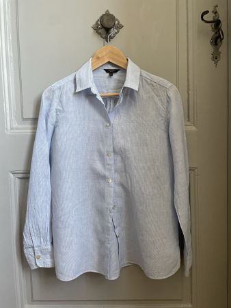 Chemise Massimo Dutti bleu rayée taille 36 lin