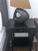 Bedside Table Black with Drawer and lamp