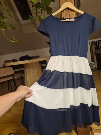 Kleid L.B.C. dunkelblau weiss gestreift Grösse S neu