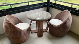 Gartentisch-Set Rattan 3-teilig, sehr guter Zustand