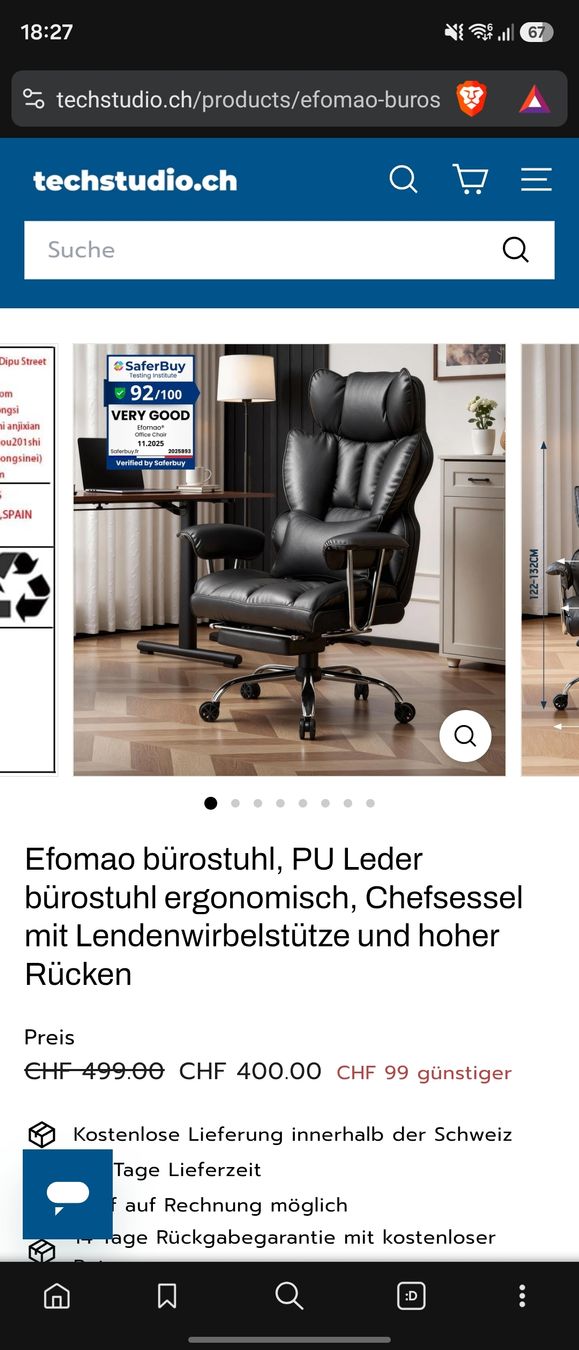 Chaises: Efomao Bürostuhl – Neuf (Voir description) à Ebikon par Ardian_Saliu 3