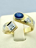 750 Gold Ring mit Saphir und Brillanten
