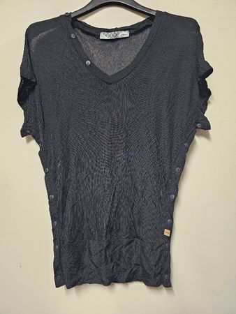 T-shirt Neuf Femme Skunkfunk/Noir/ Boutons côtés/taille M