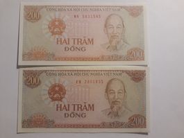 VIETNAM - 2x 200 Dong 1987 (1x UNC, 1x VZGL)