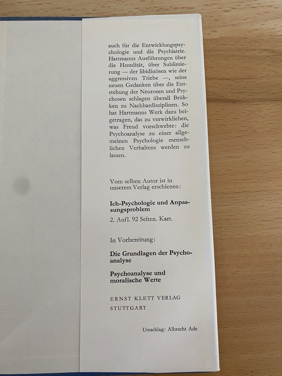 Bücher: Ich-Psychologie - Heinz Hartmann – Gebraucht aus Schwarzenburg von Michellu 4