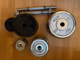 🏋️ Lot complet de poids et barres – 60 kg environ