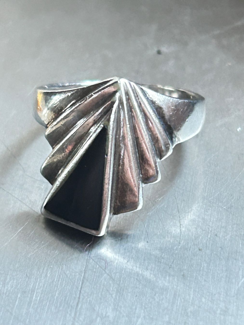 Ringe: Vintage Silberring mit Onyx Einsatz (Gr. 54.5) – Gebraucht aus Laufen von belleskulptur 1