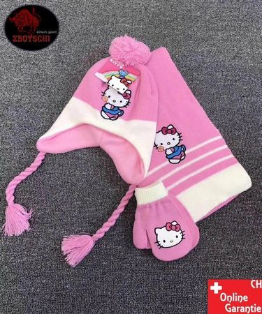 Hello Kitty Mütze Schal Handschuhe Set Mädchen Kleidung Süss