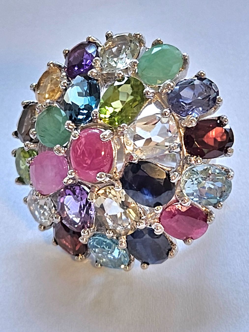 Anelli: Silber Ring mit vielen bunten echten Edel-Steinen – Nuovo (secondo la descrizione) da Zürich venduto da adriben 3