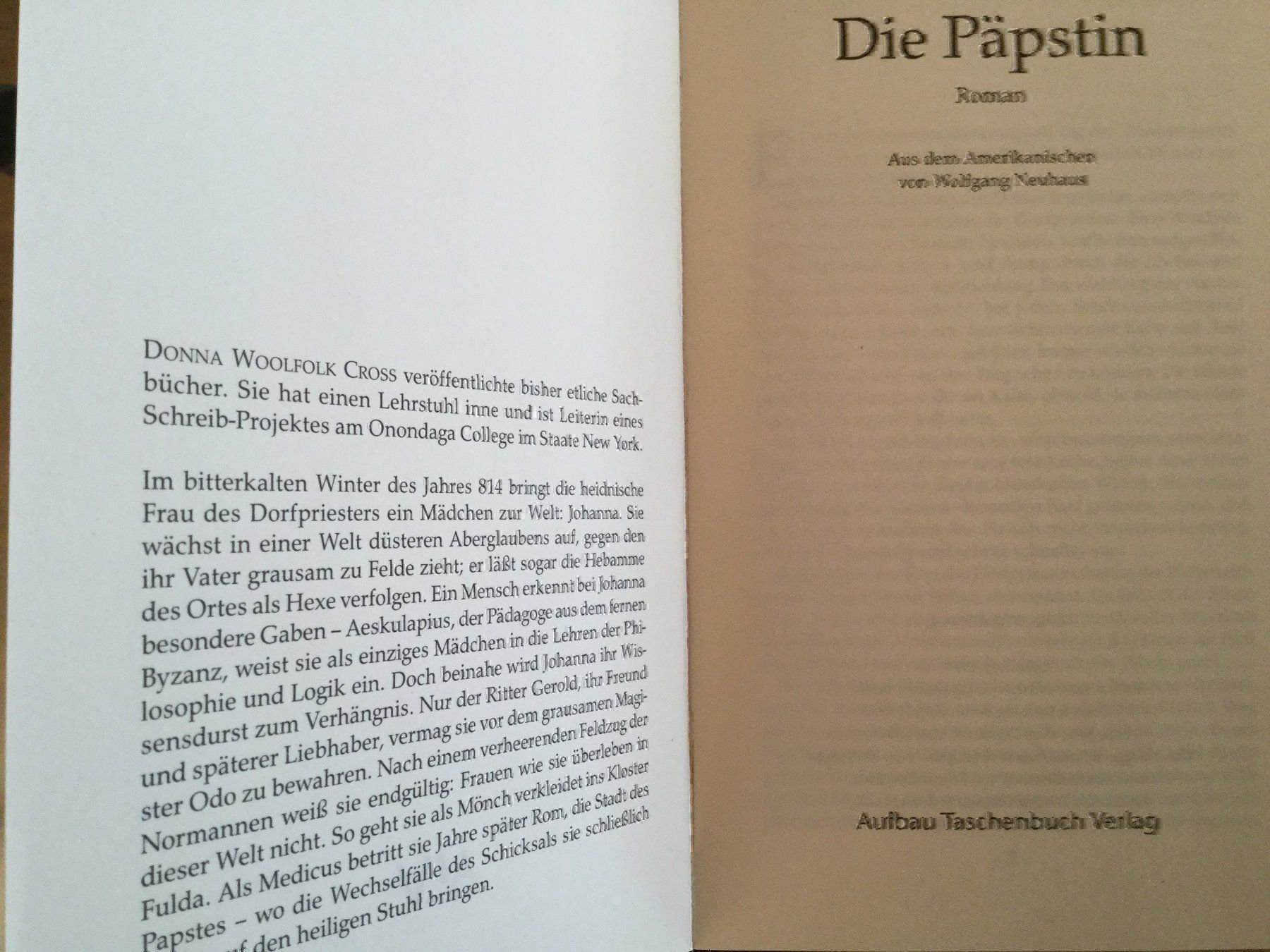 Bücher: Donna W. Cross: Die Päpstin – Gebraucht aus Luzern von Einh0rn 4