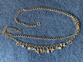 Ceinture dorée fantaisie avec breloques d'été , années 60