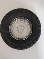 Vintage Firestone Reifen-Aschenbecher, Glas und Gummi Ø15cm