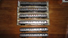6 Nahverkehrszug-Wagen Silber DB Minitrix gebraucht Spur N