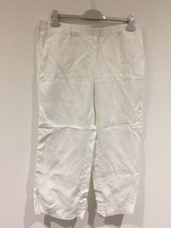 Olsen Anna weite Sommer Hose Leinen weiss Gummizug Bund 44