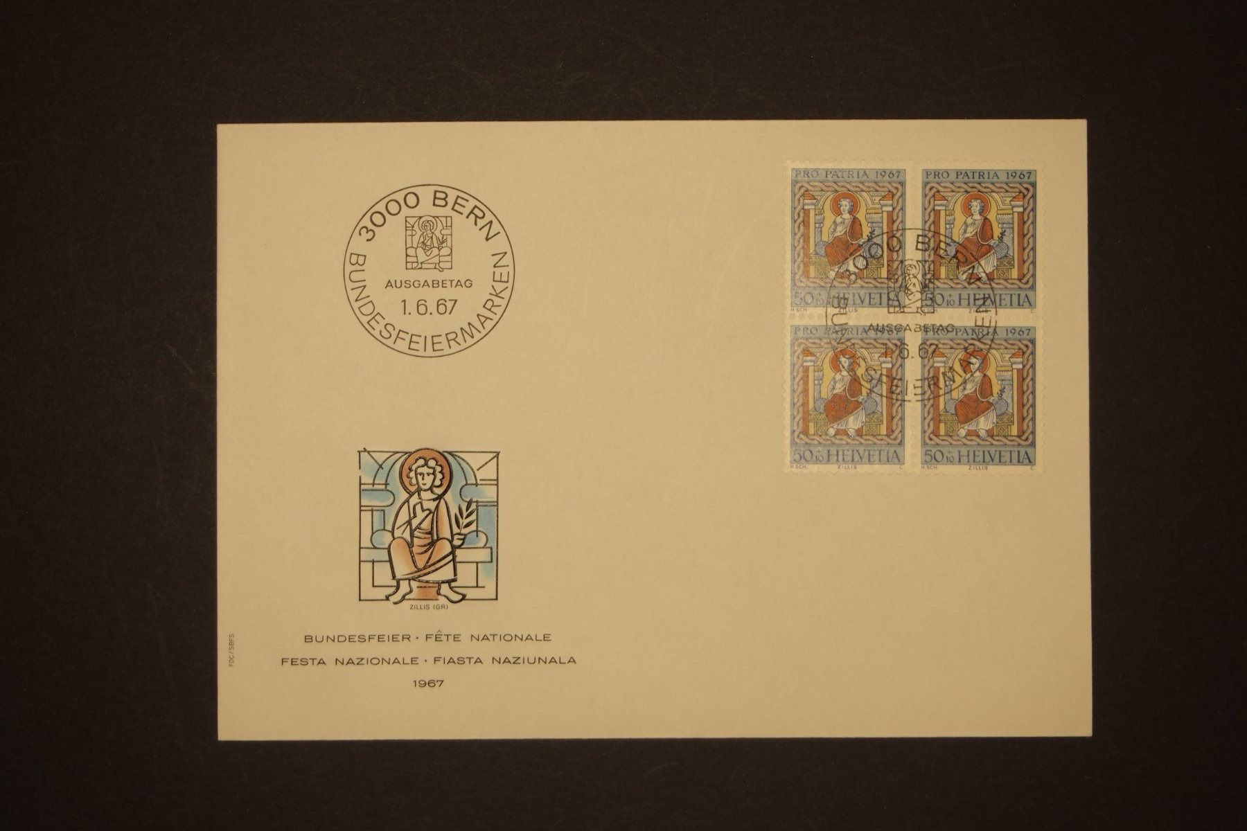 Tutti i francobolli: 1967 MiNr. 857 Schweiz 4er Block FDC – Usato da Solothurn venduto da and_fxw5