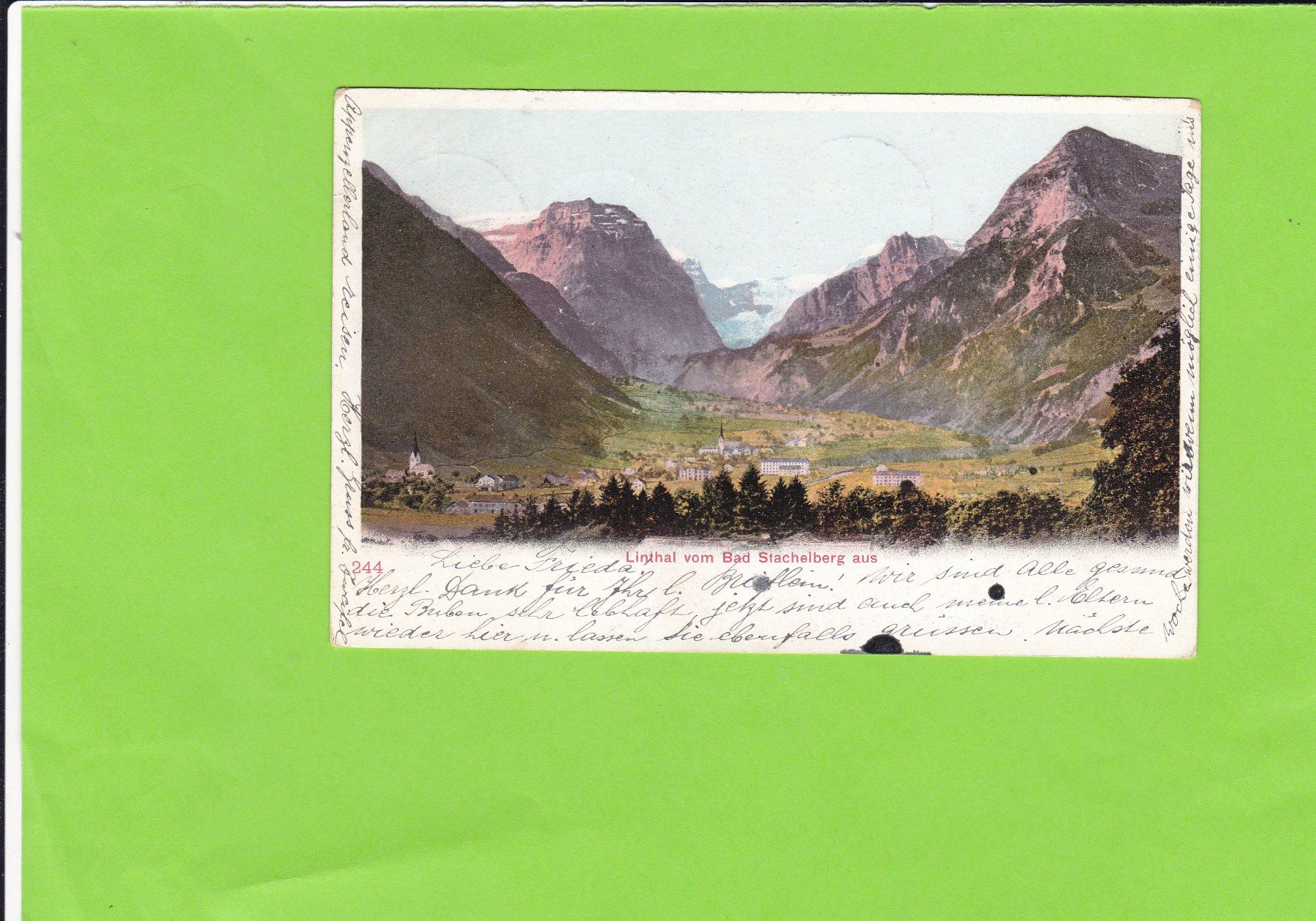 Cartoline postali: Linthal vom Bad Stachelberg aus – Usato da St. Peterzell venduto da neckertal
