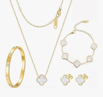 18K Vergoldet Vierblättrige Schmuck Set
